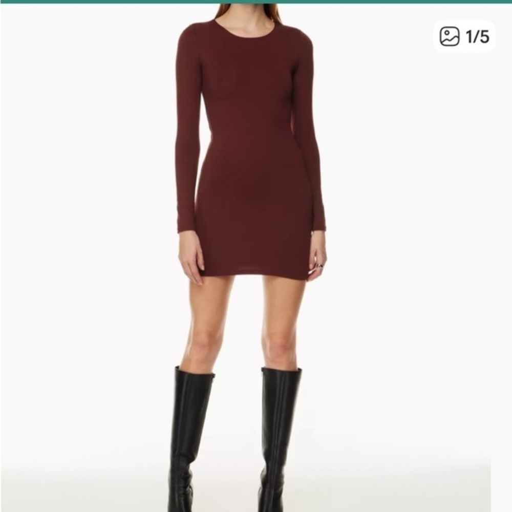 Aritzia Color Rich Maroon Contour Mini Dress Extra Large